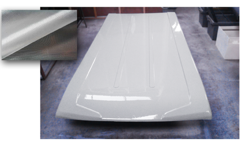 Glassfibre elevating roof painted white